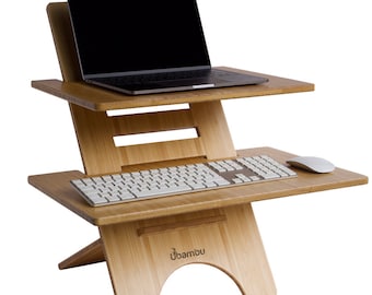 Duurzaam/Sustainable  Sta bureau - Standing desk - Kantoormeubel in hoogte verstelbaar - Ergonomisch thuiswerken - Bamboe