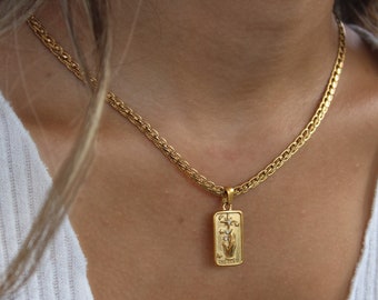 Collana tarocchi d'oro, il sole, la stella, collana zodiacale, collana zodiaco celeste, gioielli anti appannamento IMPERMEABILE, regalo di compleanno, tarocchi