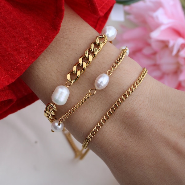 Pearl and Hardware Bracelet Etsy