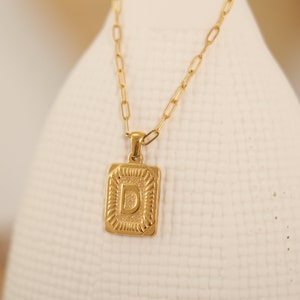 Initial Necklace Personalized Custom Letter Necklace Rectangular Initial Name Necklace Tarnish Free Jewelry Handmade Necklace Birthday Gift