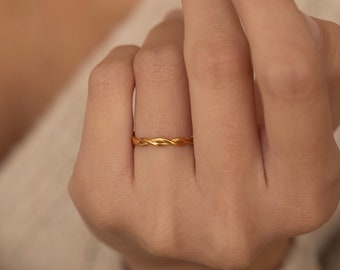 Gold Braided Ring Minimalist Braid Ring Statement Ring Perfect Gift for Her Minimalist Waterproof Ring Friendship Ring Tarnish Free Jewelry