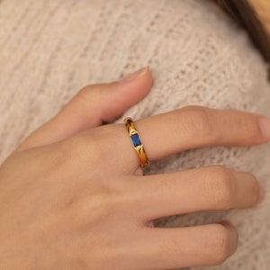 Gold Sapphire Birthstone Ring Gemstone Statement Ring September Birthstone Ring Tarnish Free Jewelry Personalized Custom Ring Gift for Her