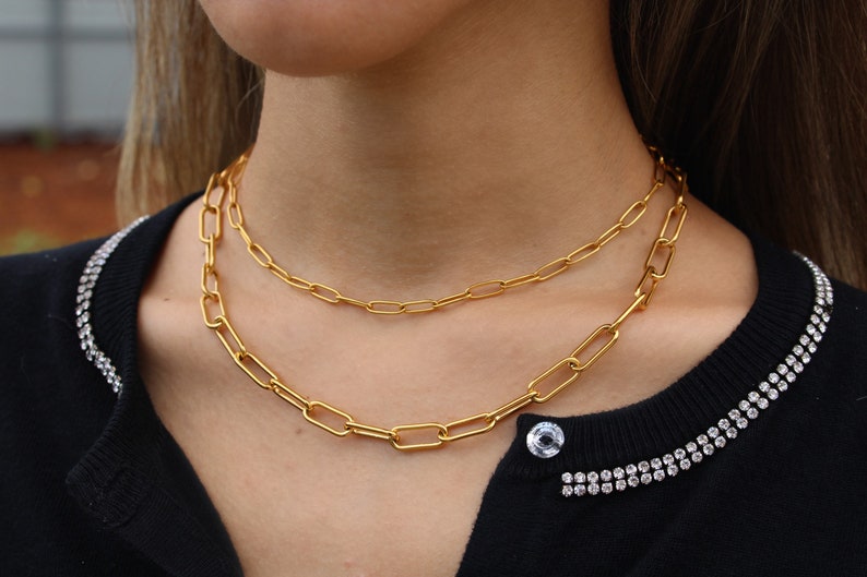 18K GOLD Filled Chain Necklace, Twist Chain , Figaro Chain, Paperclip Chain Necklace, WATERPROOF Jewelry for Women, vintage Chain image 5