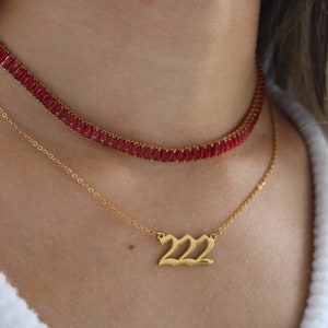 18k Gold Filled Tennis Baguette Necklace Stainless Steel Choker Gold Square Necklace for women Waterproof Gold Jewelry Mothers Day Gift