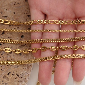 18K GOLD Filled Chain Necklace, Twist Chain , Figaro Chain, Paperclip Chain Necklace, WATERPROOF Jewelry for Women, vintage Chain image 4