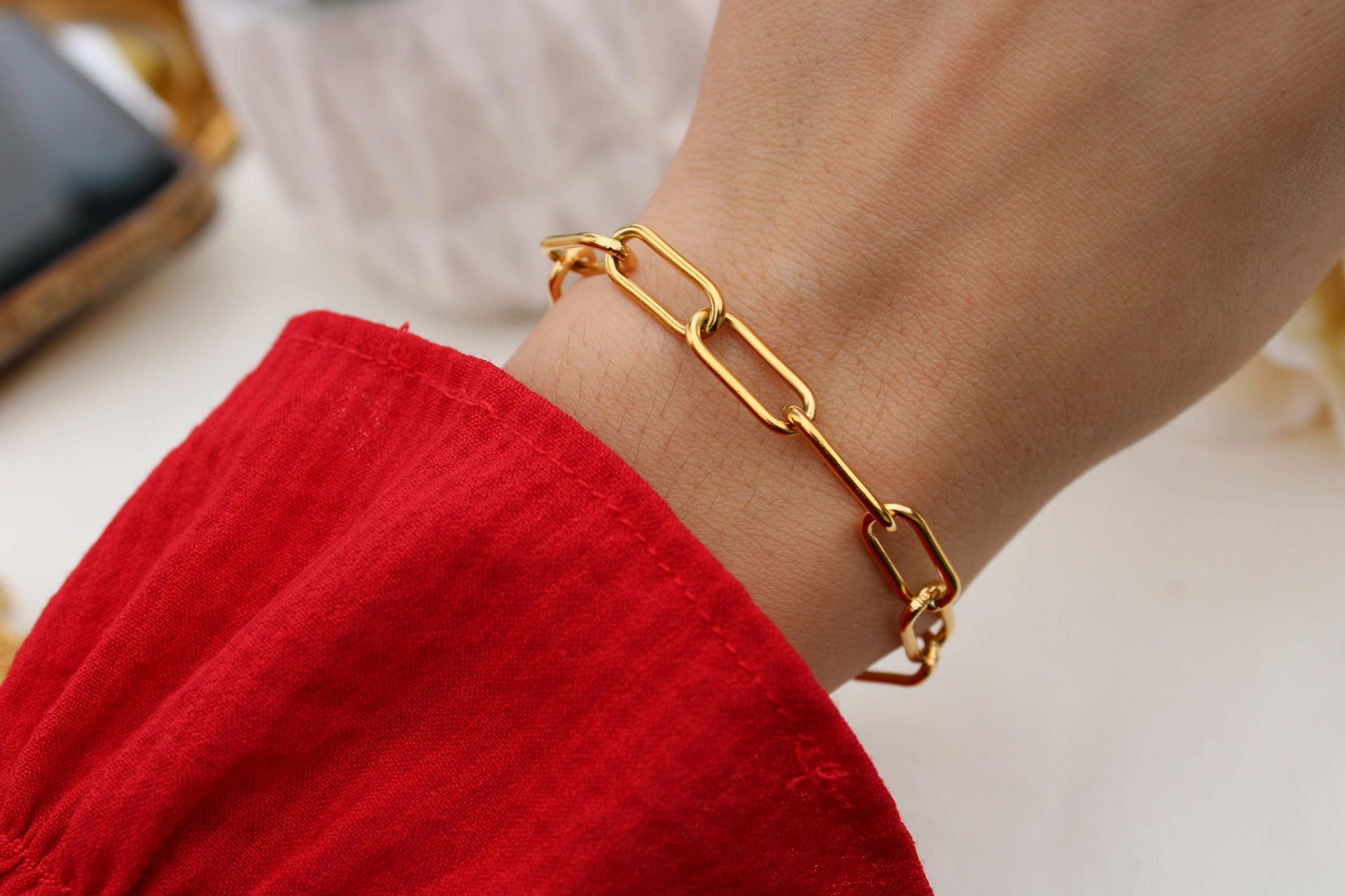 18K Gold Filled Large Paperclip Bracelet Link Paperclip Etsy