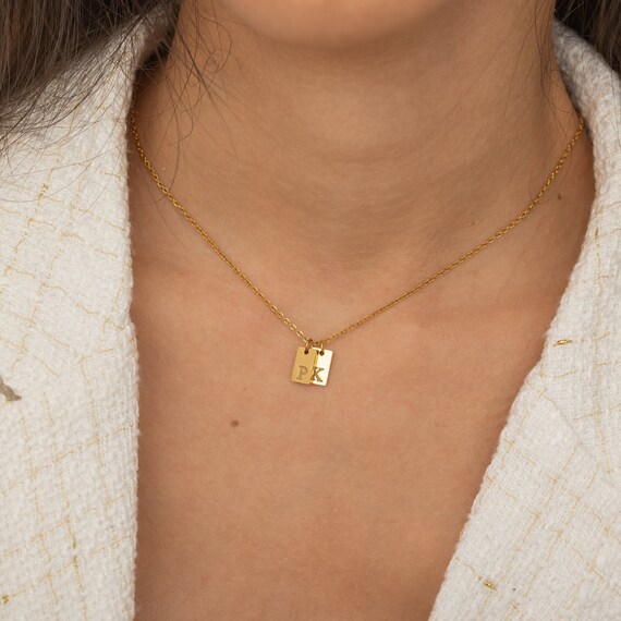 Initial tag best sale necklace