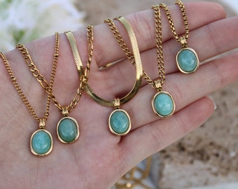 Turquoise Necklace Charm Gold Layering Gemstone, Natural Boho Turquoise Necklace, Dainty Elegant Gift for her, Bridesmaid Gift for Her