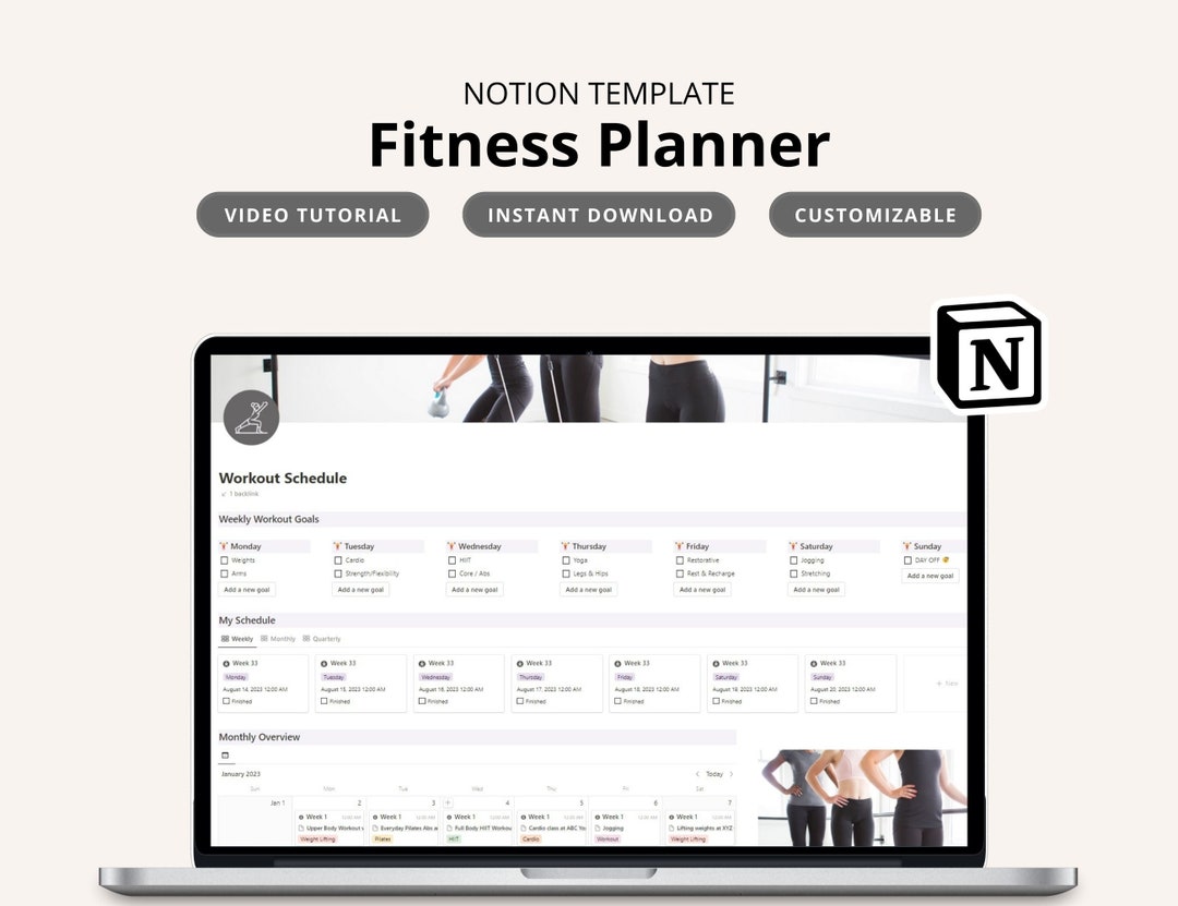 Notion Template Fitness Planner Notion Fitness Tracker Notion Etsy