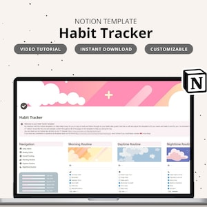 Notion habit tracker template Notion template habit tracker routine Notion routine planner Notion habit tracker weekly Notion checklist
