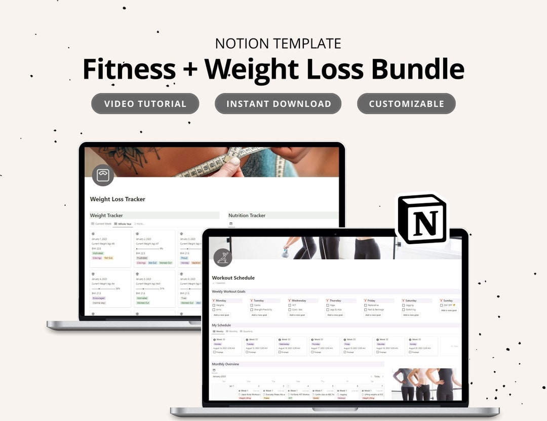 Notion Fitness Template Weight Loss Tracker Notion Health Bundle