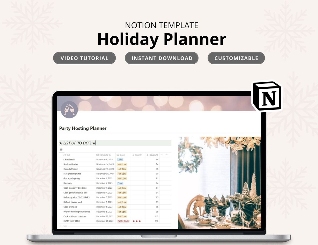 Notion Holiday Planner Template Holiday Planner Notion Holiday Etsy