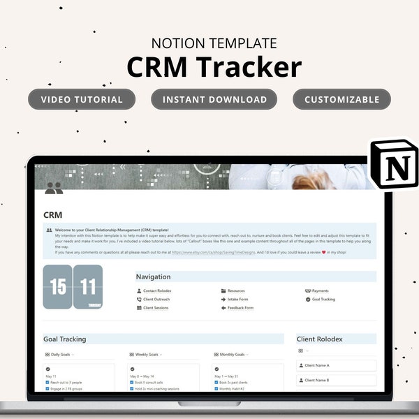 CRM tracker Notion template business planner Notion client tracker Notion CRM template Notion for business template client management system
