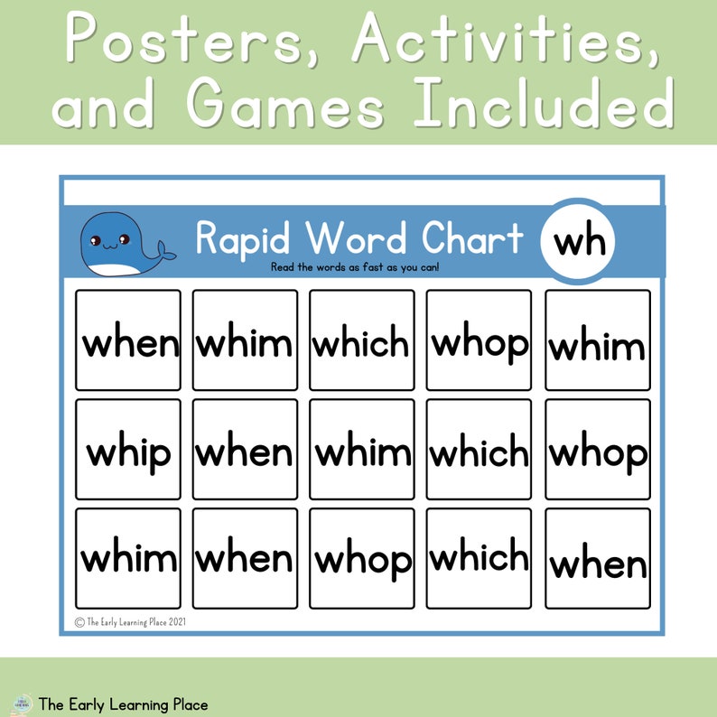 Digraph Wh Poster, Word Cards, and Activities | Science of Reading - Etsy