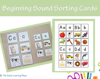 Beginning Sounds Picture Cards, Alphabet Sorting Flashcards (Printable)