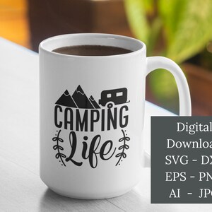 Camping Life SVG | Camp SVG | Camping SVG | Camping Clip Art | Camping Clipart | Camping Wall Decal | Camp More Worry Less