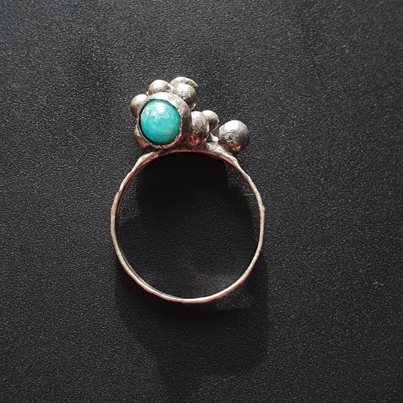 Handcrafted Sterling Silver Turquoise Ring: Bubbl… - image 10