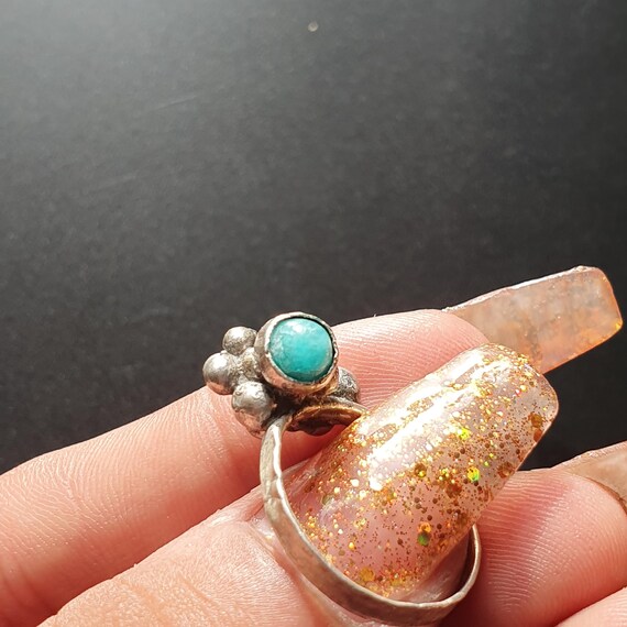Handcrafted Sterling Silver Turquoise Ring: Bubbl… - image 6