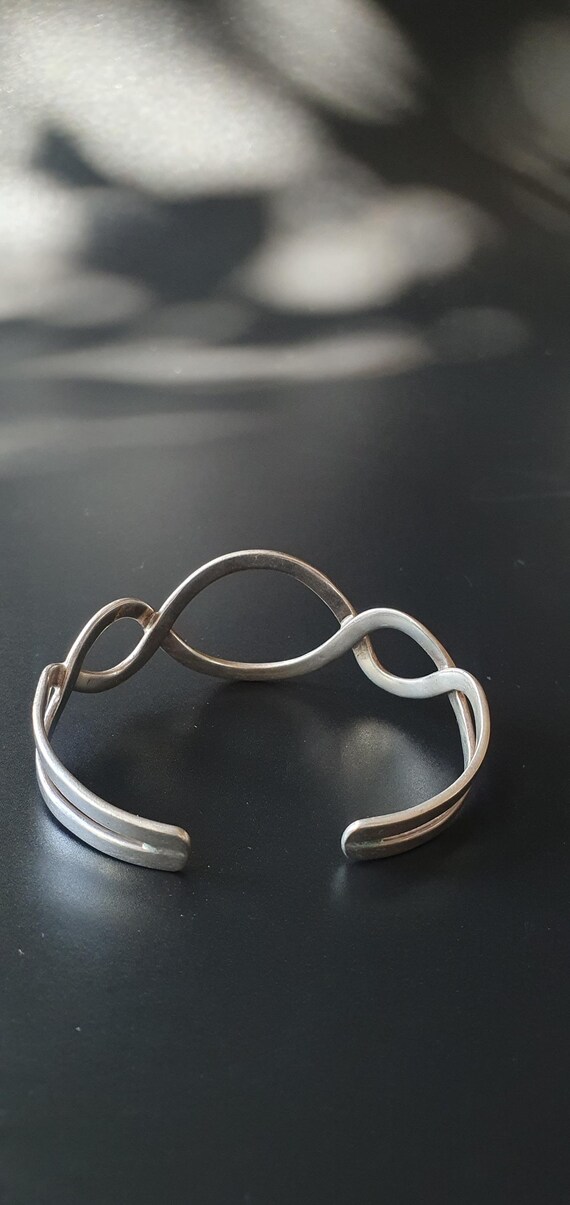Handmade Sterling Silver Infinity Cuff Bracelet: … - image 8