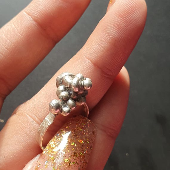 Handcrafted Sterling Silver Turquoise Ring: Bubbl… - image 5