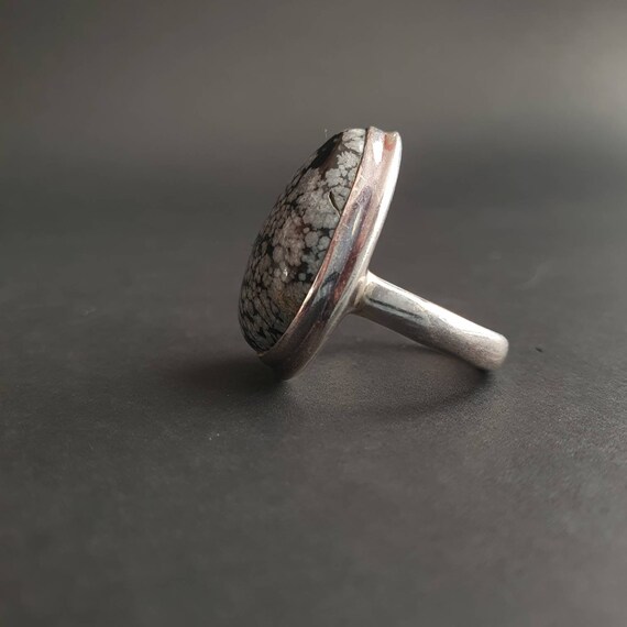 Snowflake Obsidian Sterling Silver Ring - Adjusta… - image 8