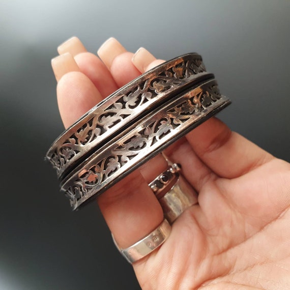 Bangles pairs ebony bracelets sterling silver fil… - image 1