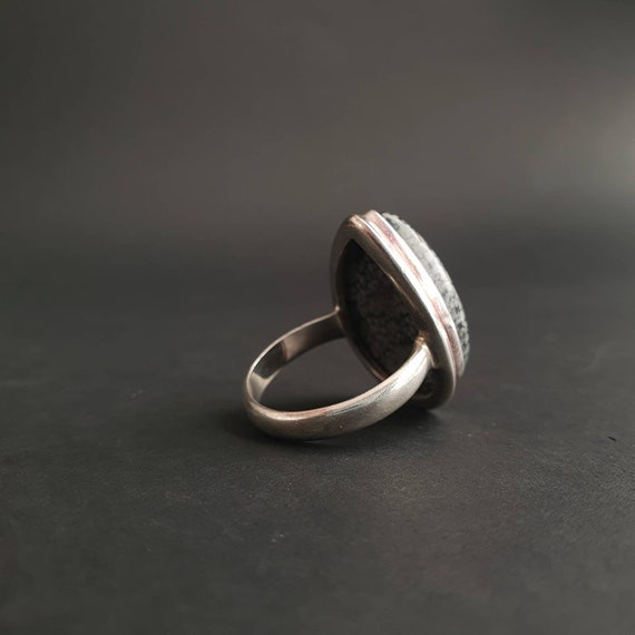 Snowflake Obsidian Sterling Silver Ring - Adjusta… - image 4