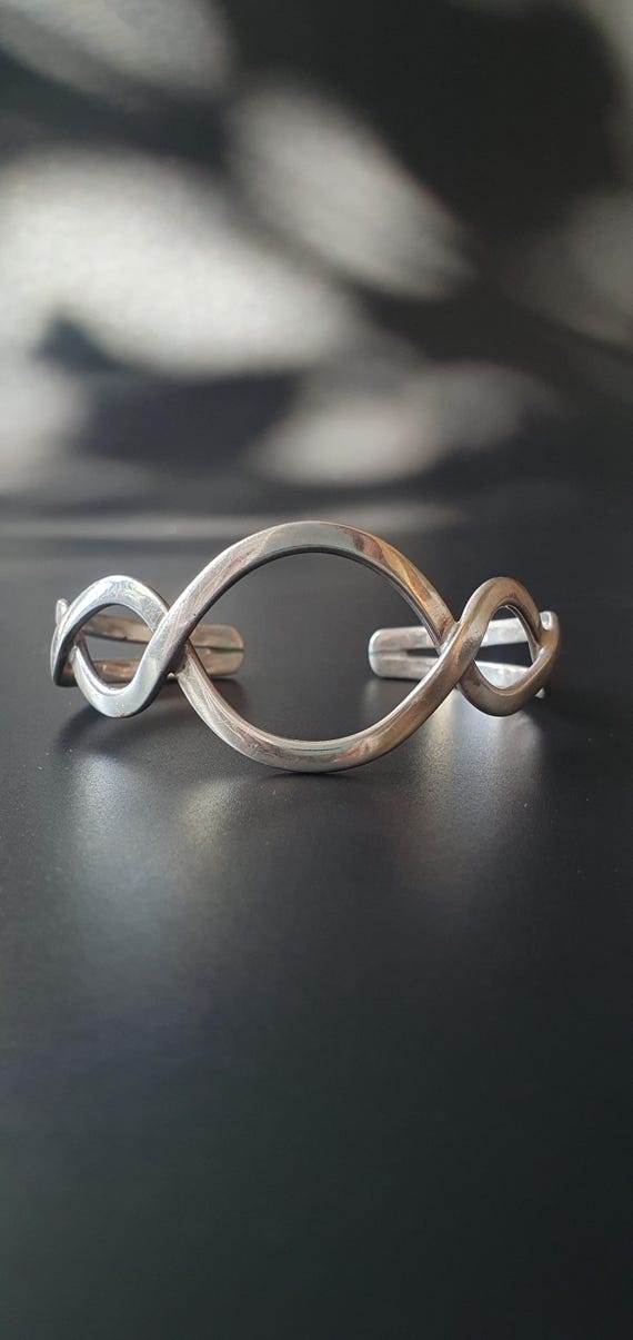 Handmade Sterling Silver Infinity Cuff Bracelet: … - image 10