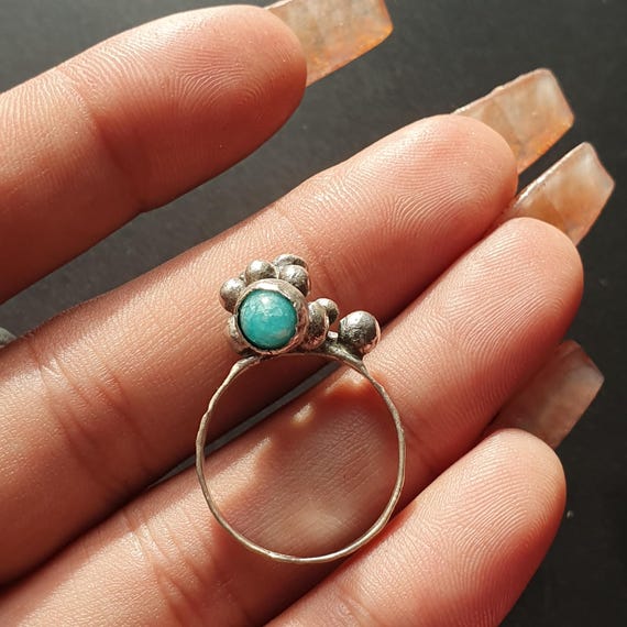Handcrafted Sterling Silver Turquoise Ring: Bubbl… - image 2