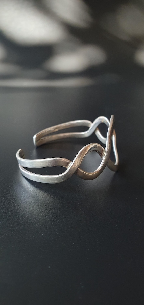 Handmade Sterling Silver Infinity Cuff Bracelet: … - image 3