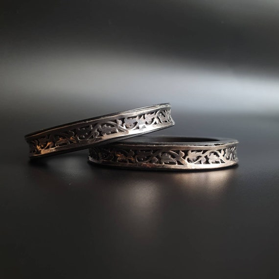 Bangles pairs ebony bracelets sterling silver fil… - image 3