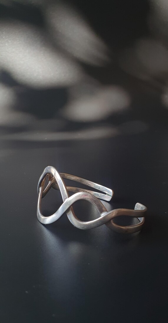 Handmade Sterling Silver Infinity Cuff Bracelet: … - image 9