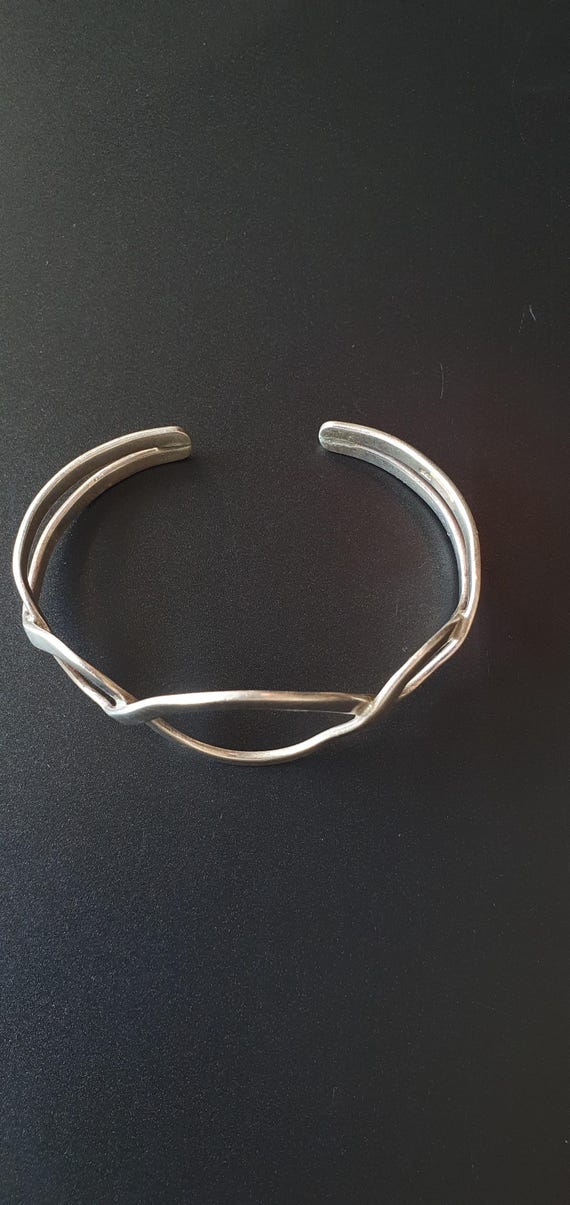 Handmade Sterling Silver Infinity Cuff Bracelet: … - image 7