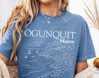 Ogunquit Comfort Colors Tee Shirt, Maine Vacation Tshirt, New England Gift Souvenir, Marginal Way Holiday Shirt