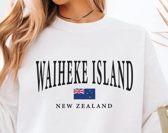 Waiheke Island sweatshirt, New Zealand  Flag crewneck sweater, Waiheke Island Holiday pullover, New Zealand Travel Gift Souvenir