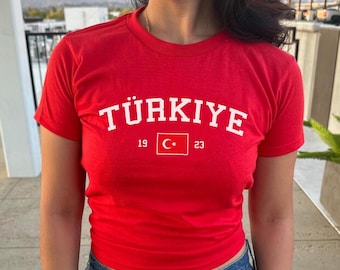 Türkei Damen Baby T-Shirt, Türkische Flagge Y2K T-Shirt, Türkei Travel Crop T-Shirt, Vintage 2000er 90er Jahre Baby T-Shirt, Istanbul Urlaub Shirt