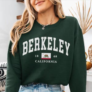 Bluza Berkeley, sweter z okrągłym dekoltem z flagą Kalifornii, sweter świąteczny Berkeley, pamiątka z podróży do Kalifornii