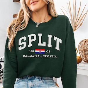 Split-Sweatshirt, Kroatien-Flaggen-Pullover mit Rundhalsausschnitt, Dalmatien-Urlaubspullover, Kroatisches Reisegeschenk-Souvenir