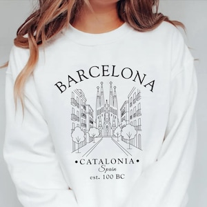 Bluza Barcelona, sweter z okrągłym dekoltem w Hiszpanii, sweter świąteczny Barcelona Katalonia, pamiątka z podróży po Hiszpanii