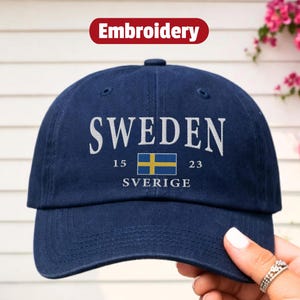 Sweden embroidery Hat, Swedish embroidered Flag Classic Dad Cap, Sweden gift souvenir