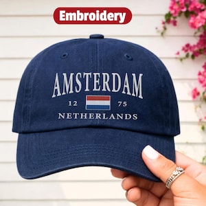 Amsterdam broderad hatt, Nederländernas broderade flagga klassisk pappakeps, Amsterdam present souvenir