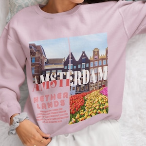 Amsterdam sweatshirt, Netherlands crewneck, Amsterdam  sweater, Netherlands travel souvenir gifts, Amsterdam Unisex pullover