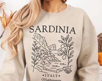 Sardinia sweatshirt, Italy crewneck sweater, Sardinia Holiday pullover, Italian lemons Travel Gift Souvenir