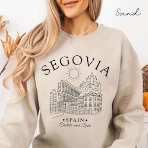 Bluza z kapturem Segovia, sweter z okrągłym dekoltem w Hiszpanii, sweter wakacyjny Segovia Castile and León, pamiątka z podróży po Hiszpanii