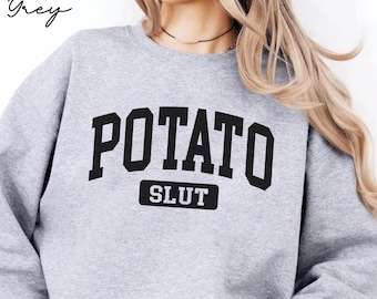 Potatisslampa-tröja, rolig potatis-rundkrage, potatismamma, potatisgruppströja, potatisflicka Trendig collegepresent