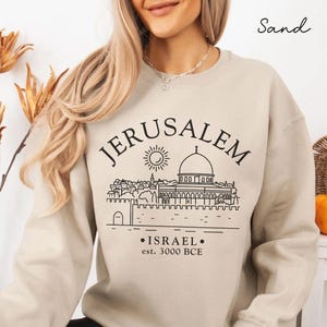 Jerusalem sweatshirt, Israel crewneck sweater, Jerusalem Holiday pullover, Israeli Travel Gift Souvenir