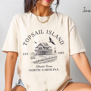 T-shirt Topsail Island Comfort Colors®, uniseks shirt North Carolina, T-shirt Topsail Island reiscadeau souvenir, T-shirt NC Holiday