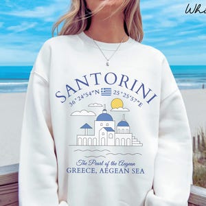Santorini sweatshirt, Greece sweater crewneck, Santorini Unisex pullover hoodie, Greek Flag gifts souvenir