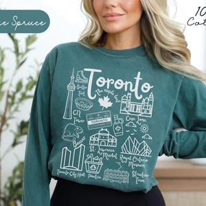 Camiseta de manga larga Toronto Landmarks Comfort Colors® 100 % algodón, regalo de viaje para vacaciones en Ontario, camiseta de manga larga de Toronto, Canadá