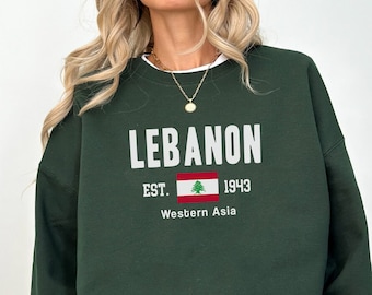 Lebanon sweatshirt, Lebanon Flag sweater crewneck, Lebanon Unisex pullover, Lebanon gifts souvenir